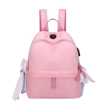 

Wild Lady Backpack Usb Charging Nylon Backpack Casual Fashion Ribbon Nylon Small Fresh Backpack