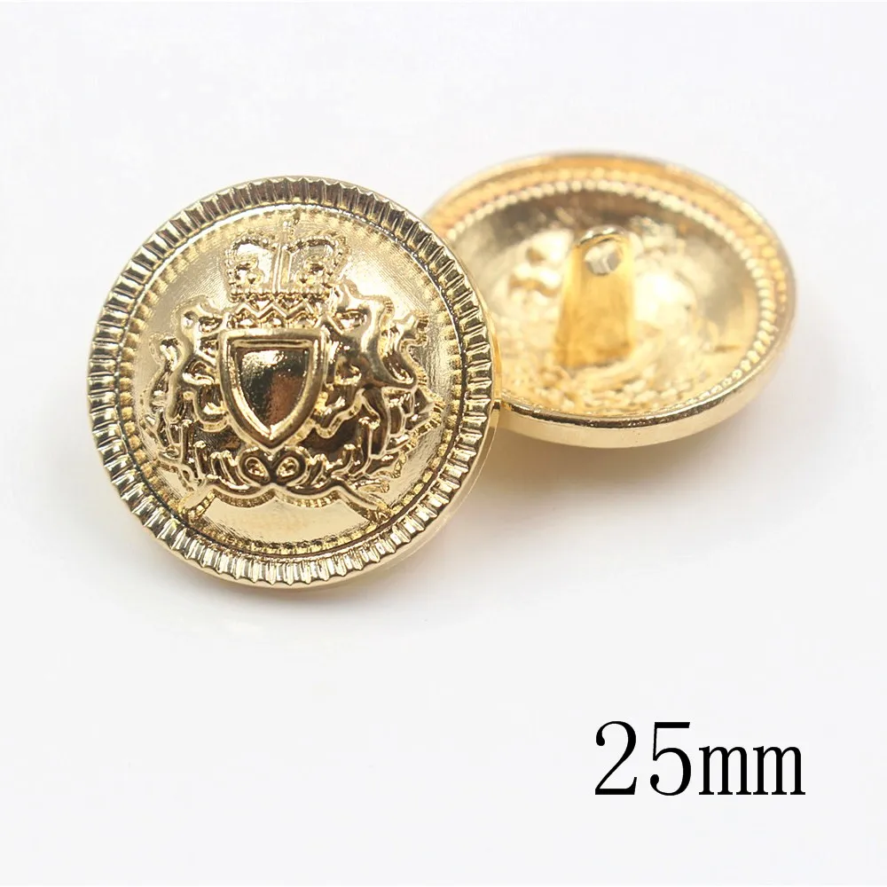 18mm 22mm 25mm 10pcs/lot Shield metal button gold sweater coat decoration shirt buttons accessories DIY JS-0198