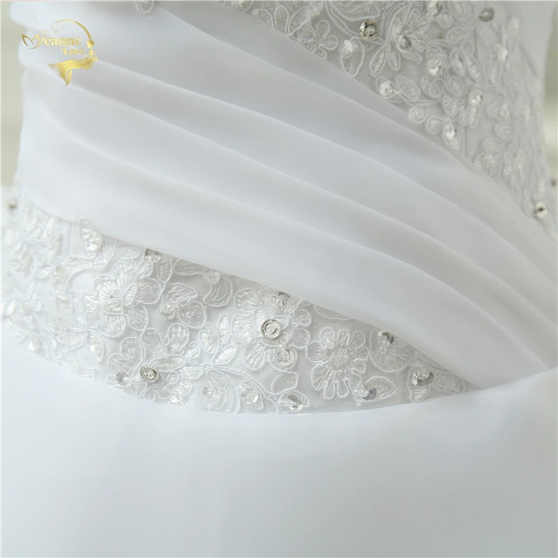 One Shoulder Applique Lace Organza A Line Vintage Wedding Dress
