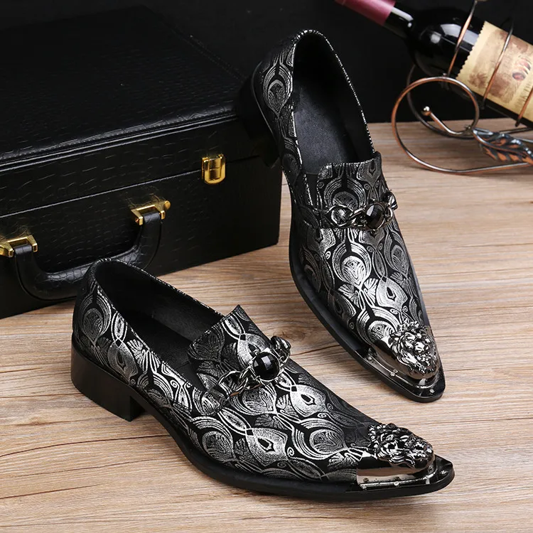 Shoes46 Moda Los Marca Diseñador La As Impresión Vestido Show Slip Genuino Metal Caballero Zapatos Boda De on Hombre Cuero Hombres Lujo 4xnEwASUAq