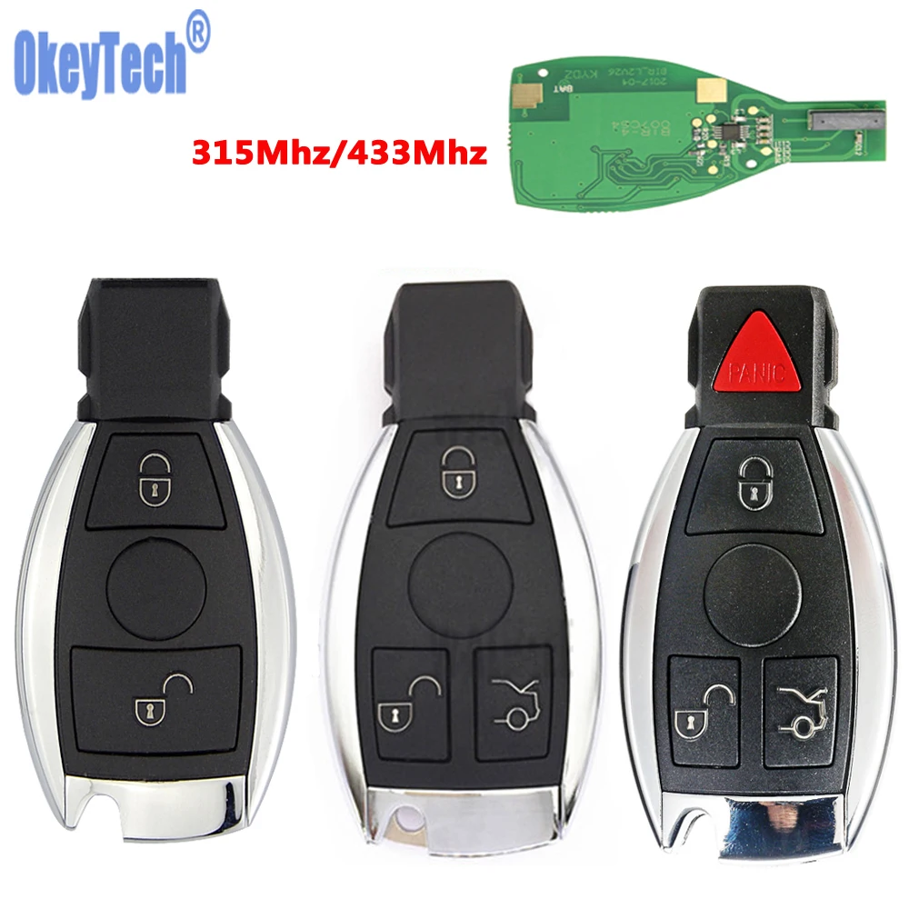 

OkeyTech 2 3 4 Buttons 315MHz 433MHz Remote Smart Key for Mercedes Benz 2000+ NEC BGA W204 2007-2014 C180 C220 C200 Remote keys