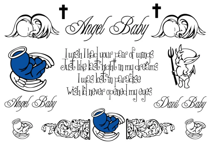 waterproof temporary fake tattoo stickers cute angel baby english waterproof temporary fake tattoo stickers cute angel baby english