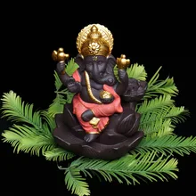 Статуэтка Ганеша обратный поток курильница для благовоний в слон Бог ладан база башня домашний Декор украшение, статуэтки в виде лотоса