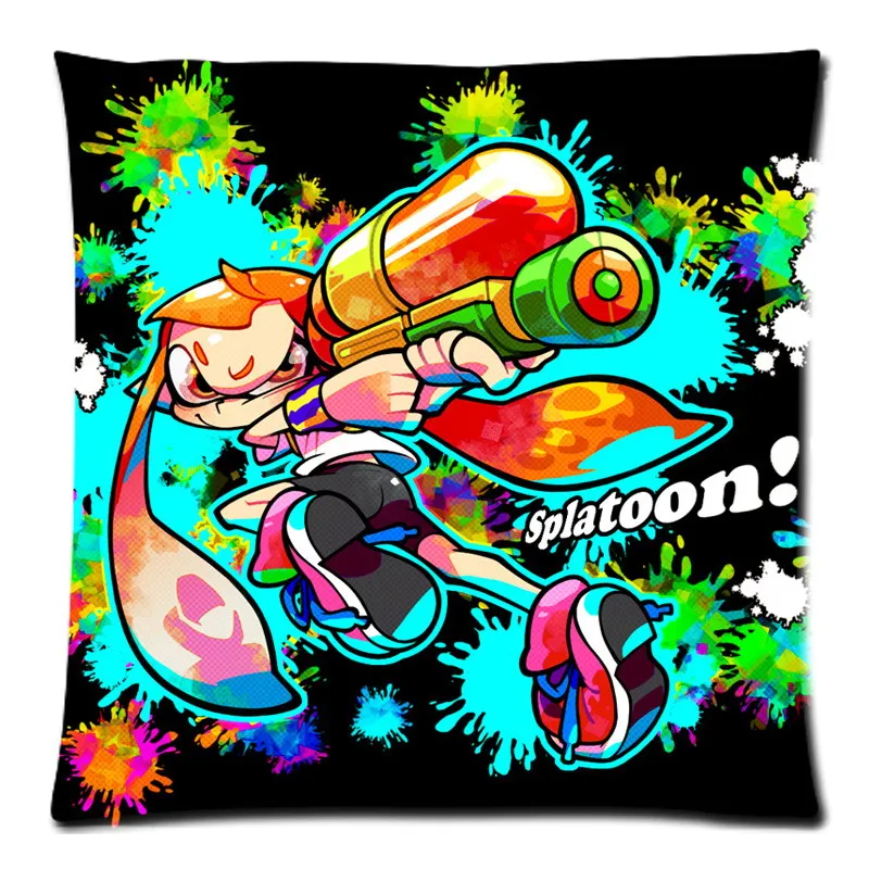 

Splatoon Home Sofa Decorative Cushion Cover Throw Pillow Case Custom Cotton Linen Square Cushion Case 45X45CM