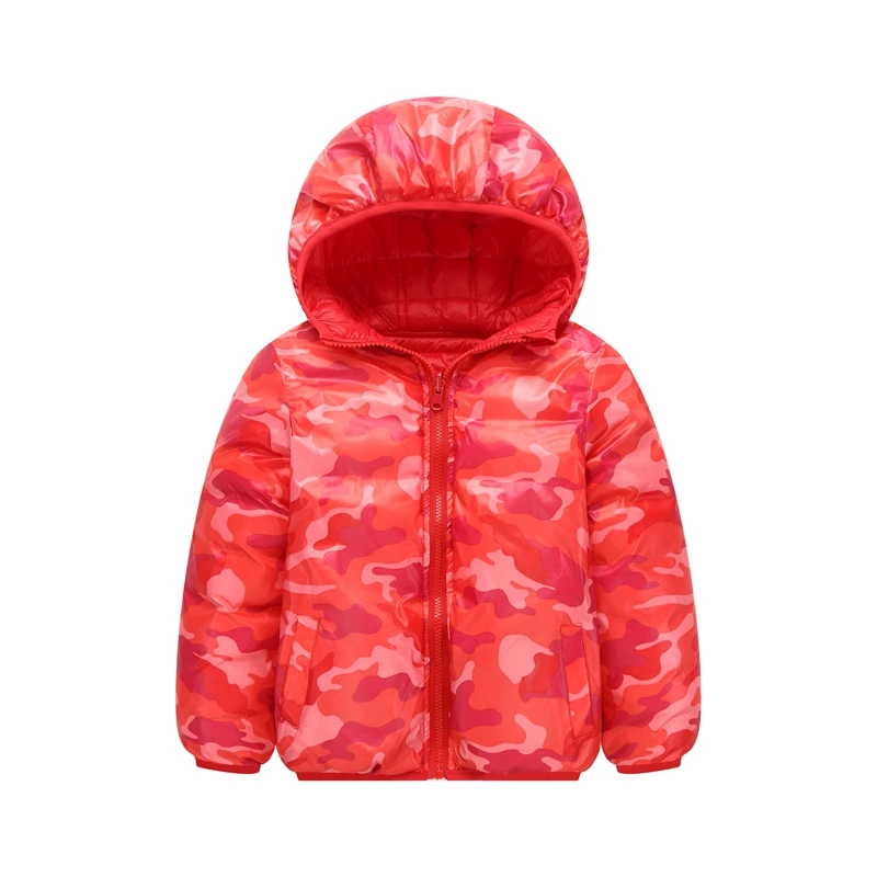 Двухсторонние Детские Зимние куртки для девочек плотная верхняя одежда с капюшоном для мальчиков, пальто камуфляжные пуховые парки теплая детская одежда для детей возрастом от 3 до 12 лет