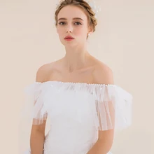 Кружева куртка свадебные лодка шеи жемчуг бисером свадьбы обертывание Элегантный свадебные платья аксессуары свадебные накидки