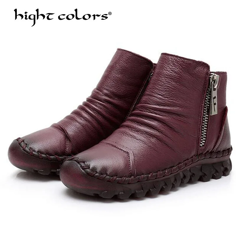 

Cow Leather Women Ankle Boots New Fashion Waterproof Wedge Platform Winter Warm Snow Boots Shoes For Female AH2081-1