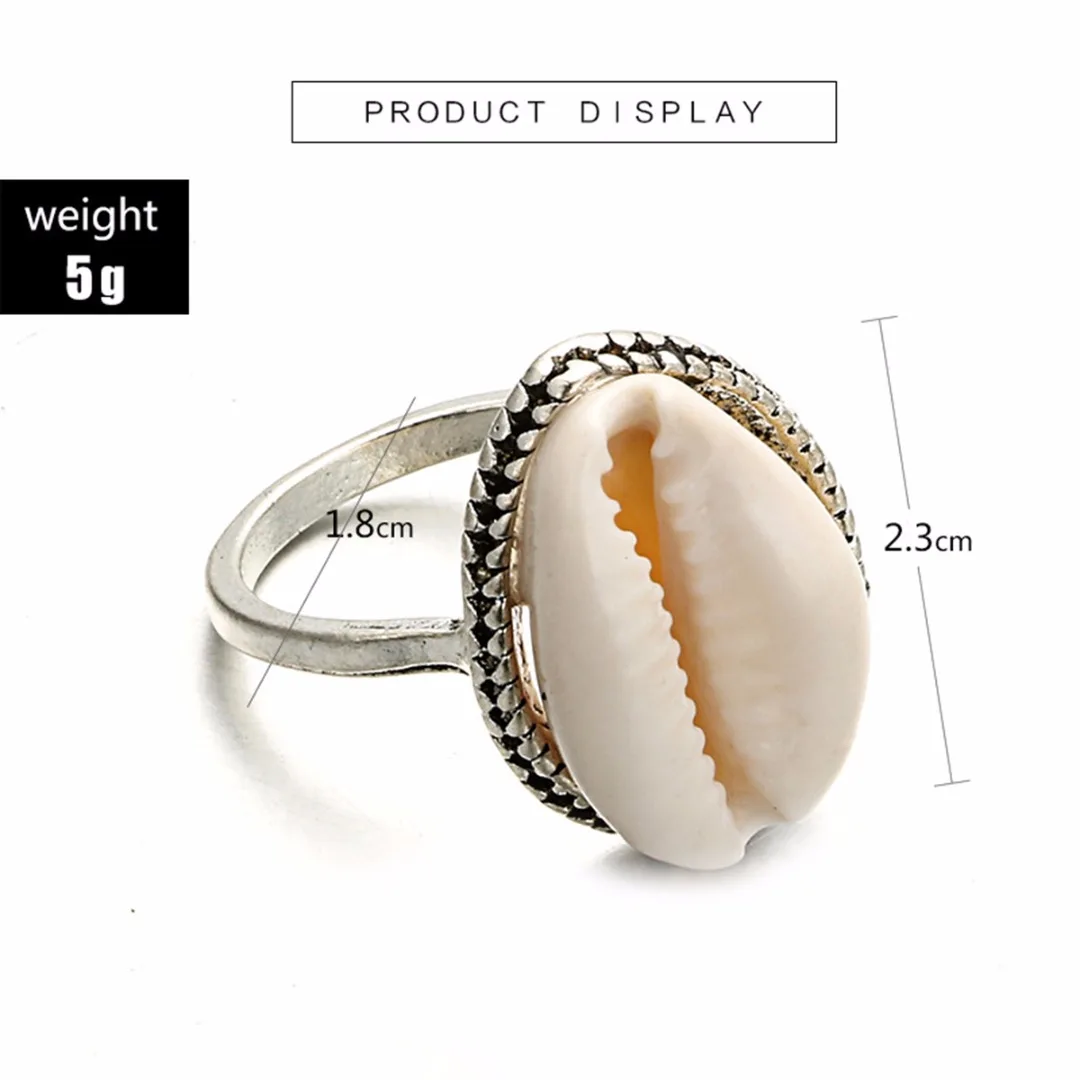 Charms Cowry Cowrie Ring Boho Womens Natural Sea Shell Finger Rings Anillos Mujer Gothic Beach Jewelry Shellhard