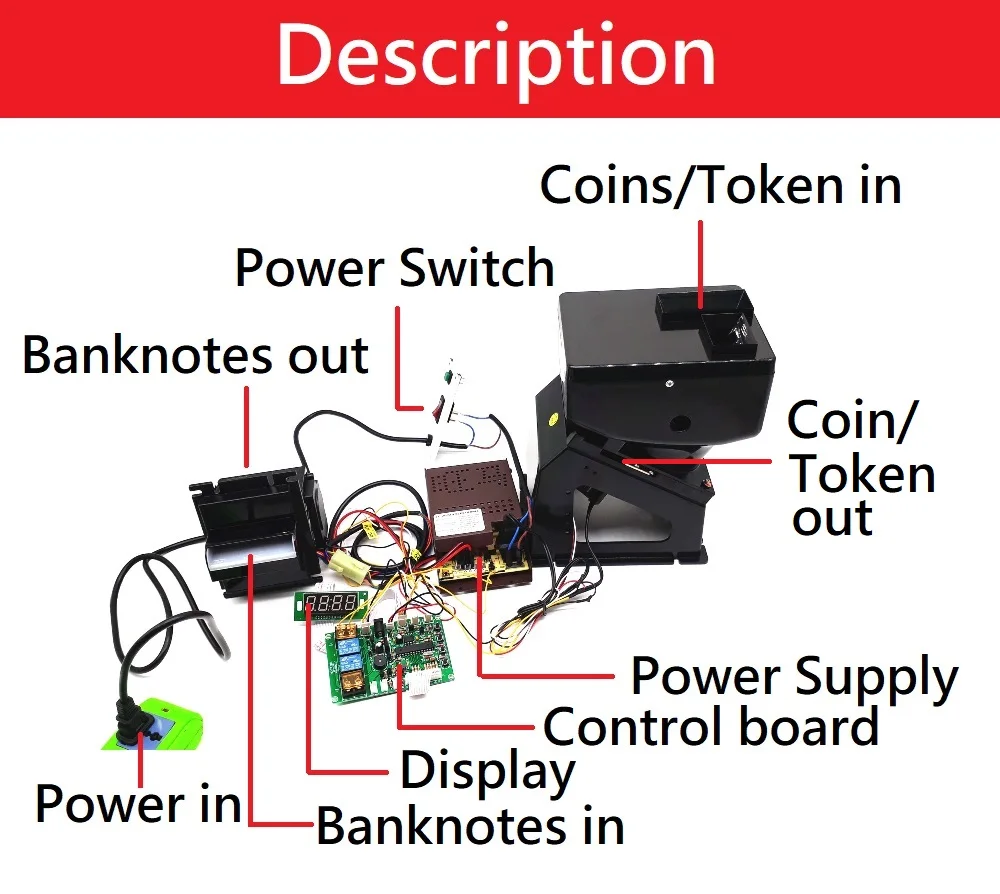 1 комплект AC220V USD VND PHP MYR MXN Замбия банкнот приёмник к монетам жетон с JY-142 Плата управления для монетообменника