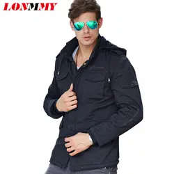 LONMMY L-4XL Ветровка Военная куртка мужская куртка из хлопка и шерсти лайнер толстые мужские s пальто куртки бомбер капюшоны 2018 зимняя куртка