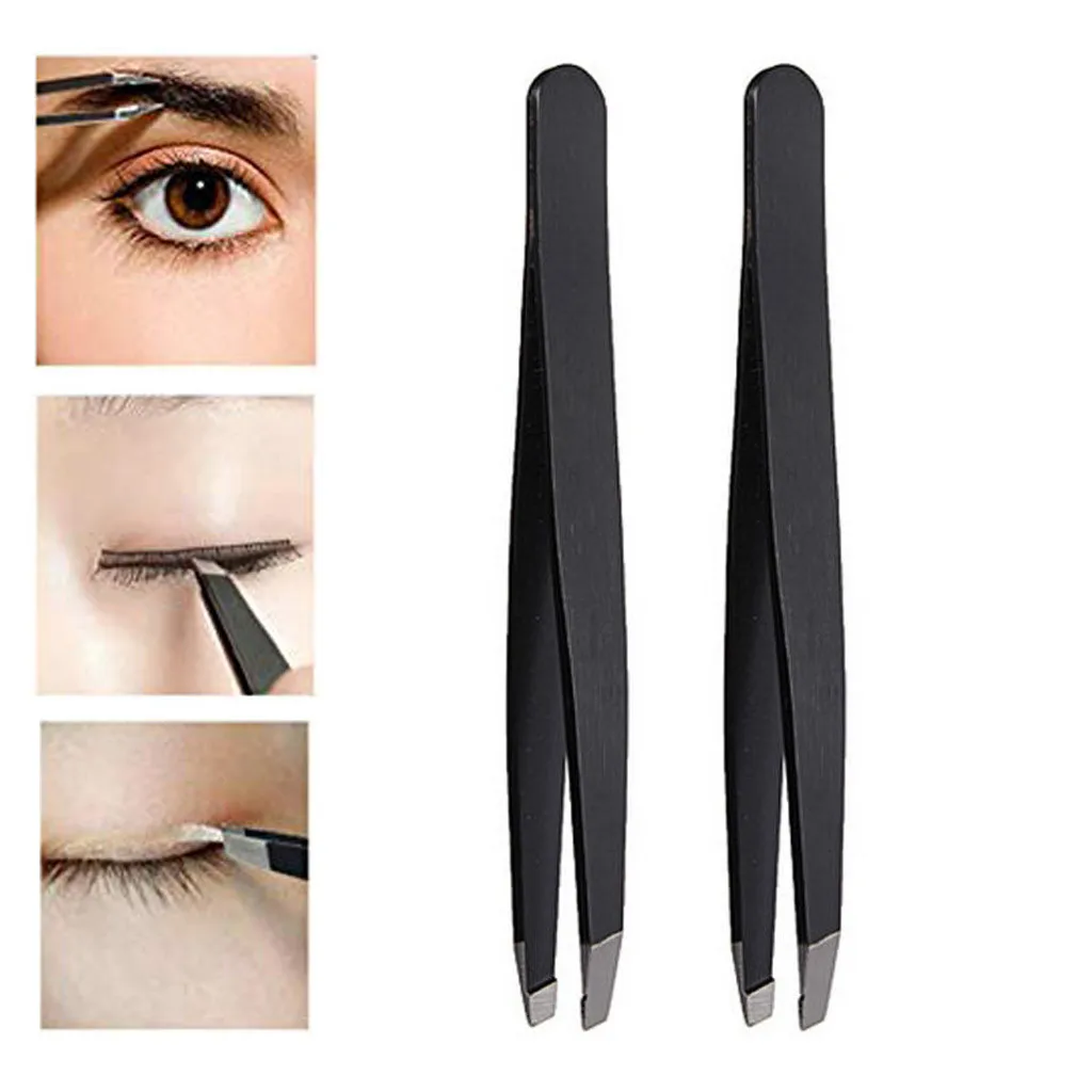

2PC Multifunction Black Stainless Steel Eyebrow Clip Tweezer Eyebrow clip