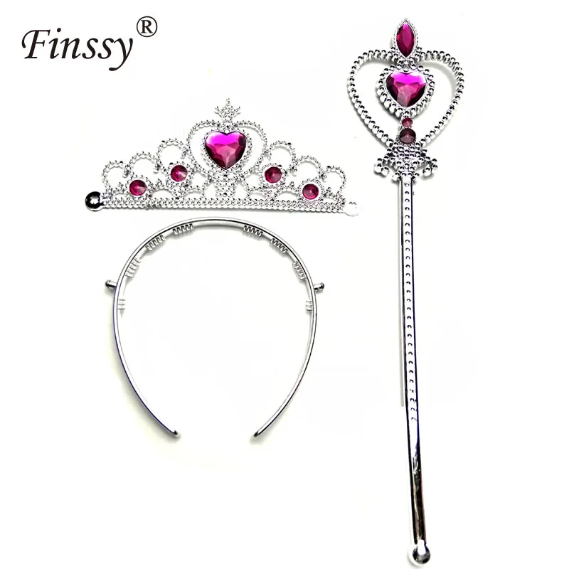 

Princess Hair Accessories Red Blue Crown Magic Wand Set Masquerade Stage Performance Props Beautiful Gift for Daughter