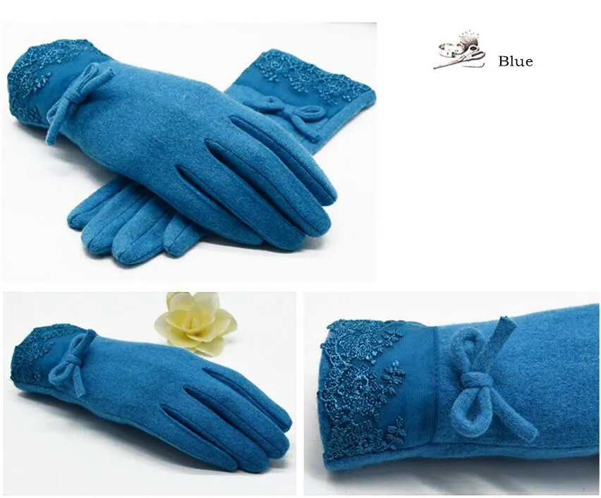VISNXGI, новинка, зимние женские теплые перчатки, одноцветные кружевные кашемировые перчатки, длина до запястья, модные варежки, перчатки для женщин, женские перчатки