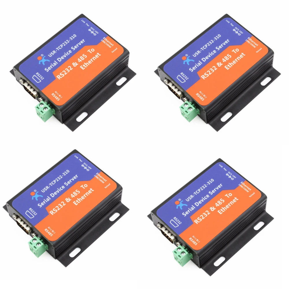 

F16370-4 4PCS USR-TCP232-310 Serial RS232/RS485 to Ethernet TCP/IP Server with DHCP and Built-in Webpage