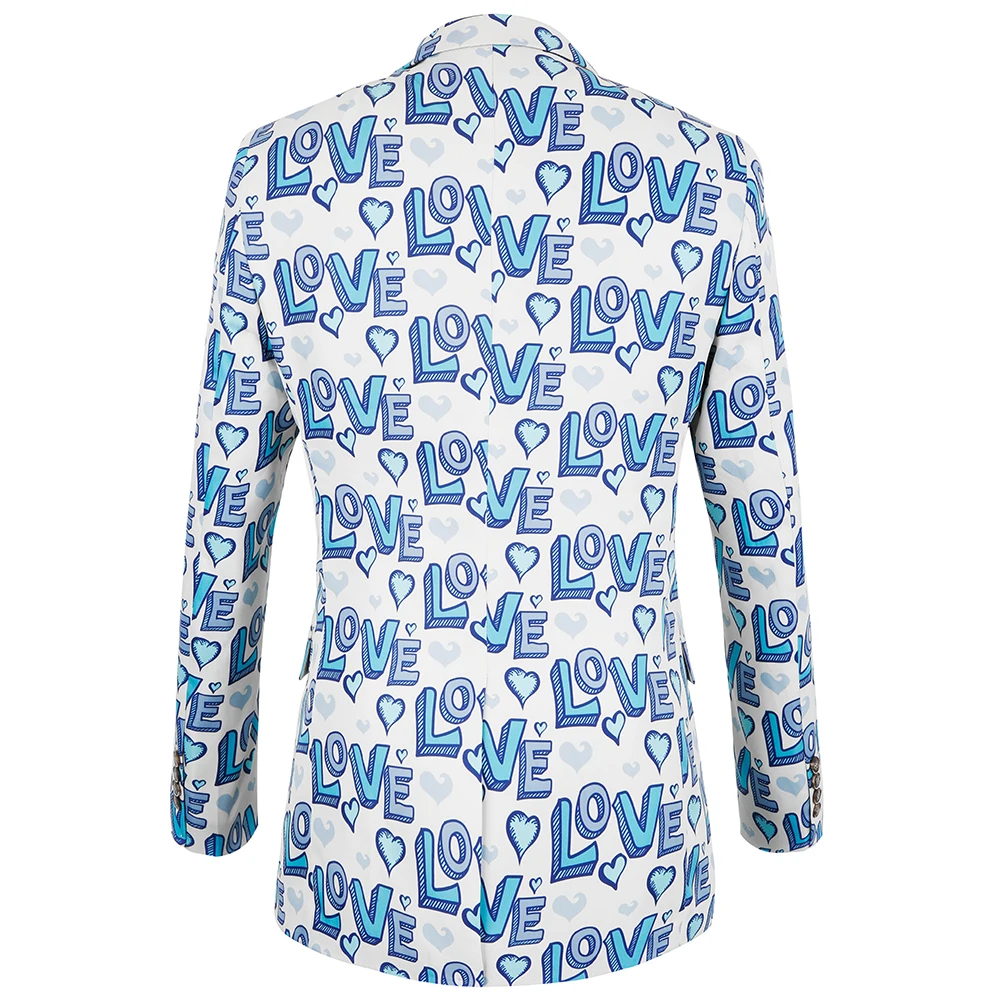 Brand 2019 New Tide Mens Fashion Blazer print letters Love Design Euro Size Casual Male Slim Fit Suit Jacket Singer Costume