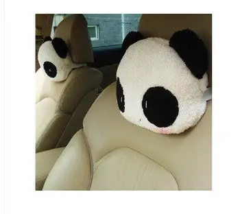 

2pcs soft cute panda shaped neck pillow car headrest cushion in car