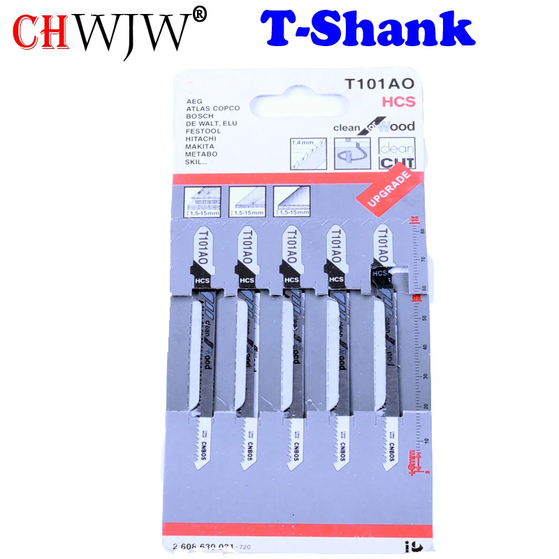 

1 packs High Quality T101AO Hcs Ground Teeth Straight Cutting T-Shank Jig Saw Blade for Wood
