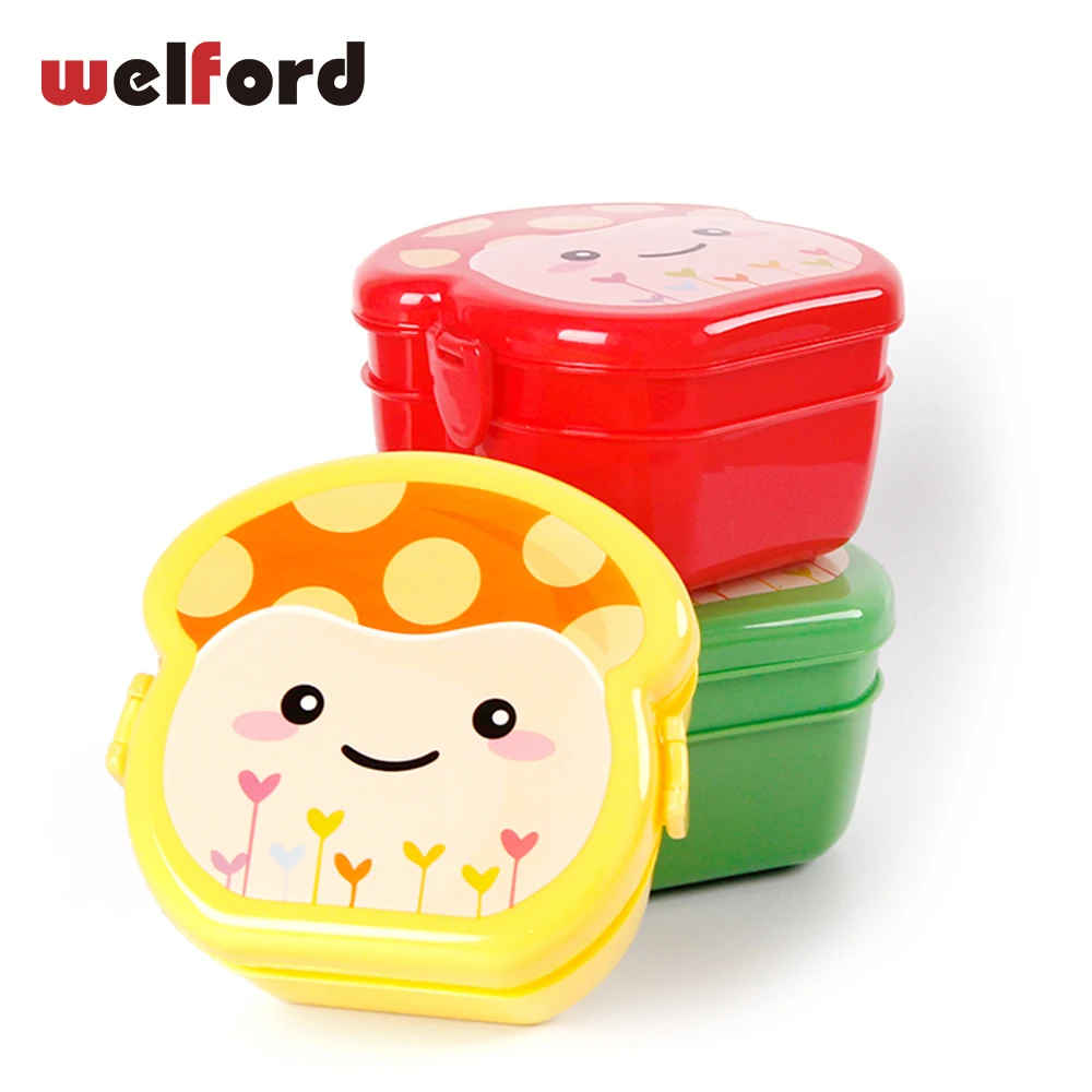 

Cute mushrooms Lunch Box Spoon Fork Plastic For Children Insulation Portable Lunch Dinner Cutlery Set meal Prep Dinnerware