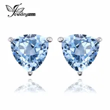 JewelryPalace Billones 1.9ct Sky Natural Topacio Azul Piedra Pura 925 Pendientes de Plata Esterlina Para Las Mujeres de Joyería de Moda