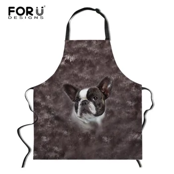 

FORUDESIGNS Boston Terrier Merry Christmas Apron Accept Custom Logo Aprons Dinosaur Wolf Cooking Kitchen Apron Chef Aprons