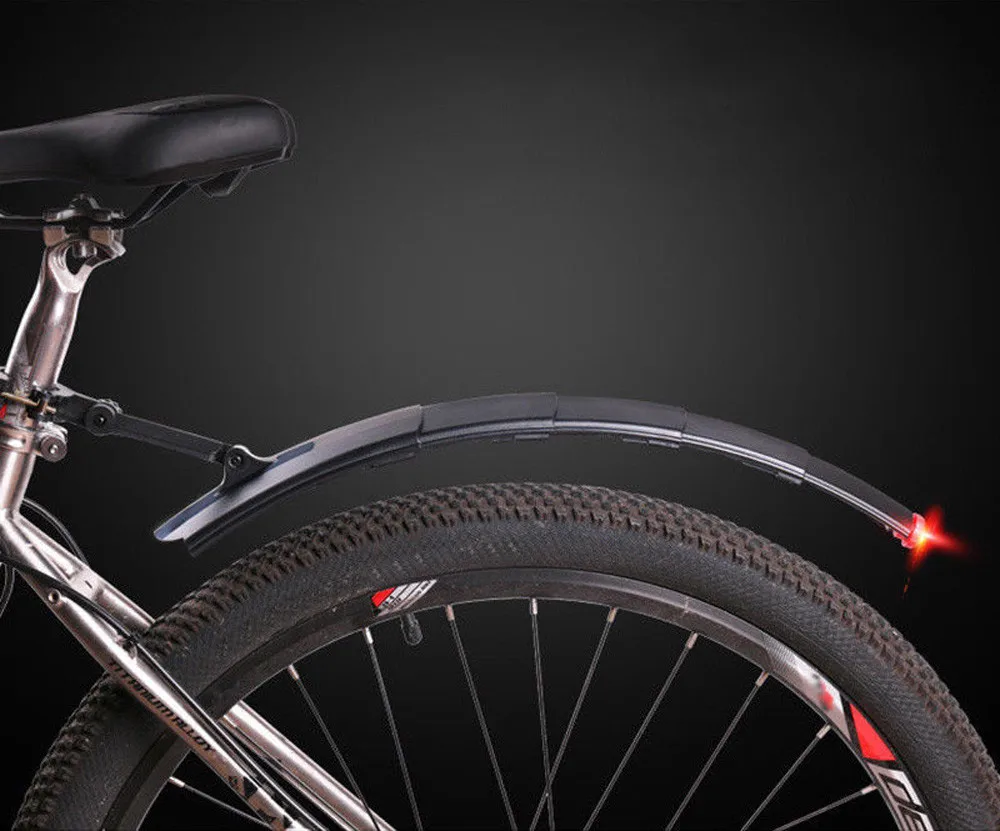 

Mountain Bike Fenders Set Retractable Front Rear Mudguards With Tail Light Sports Outdoors Interior Design Soft Plastic #4S05