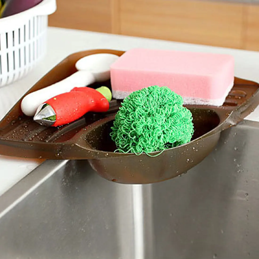 

Plastic Sink Corner Drainer Organizer Vegetable Fruit Drying Storage Rack Washing Sponge Holder Dishes Tray Kitchen Tools