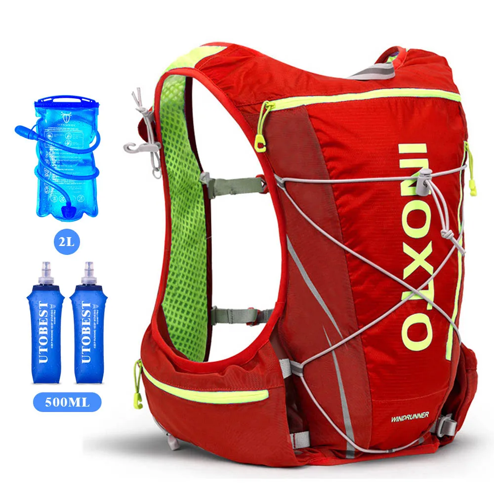 575red-2L-500ml 10L Running Bag Bicycle Backpack Cycling Run Bag Rucksack Hydration Men Sport Bags Light Waterproof Riding Bike Back Pack - Цвет: 575red-2L-500ml