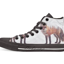 Лиса 1 дизайн дышащая Повседневная Высокая обувь на шнуровке холщовая обувь кеды