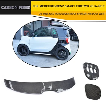 

Car-Styling Carbon Fibre Rear Roof Spoiler lip Side Air Vent Exterior Oil Gas Cap for Mercedes-benz Smart Fortwo 2Door 2016-2017