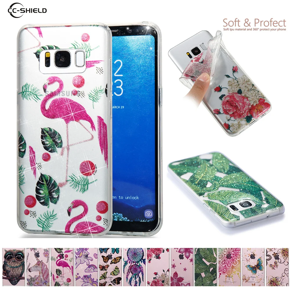

Glitter Soft Case for Samsung Galaxy S8 S 8 8S G950F G950FD SM-G950F SM-G950FD Transparent Silicone Unicorn Flamingo Phone Case