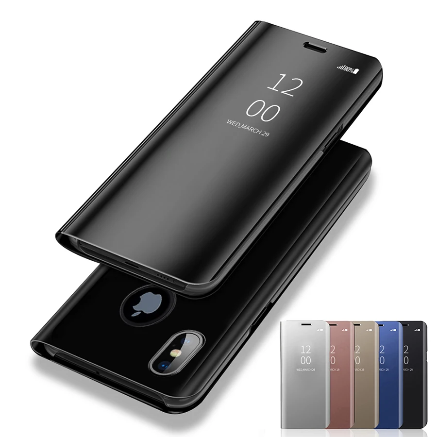

Smart Mirror Flip Phone Case For iPhone X XR XS Max Clear View Cover For iPhone 6 6s 7 8 Plus Case for iPhone 11 Pro Max