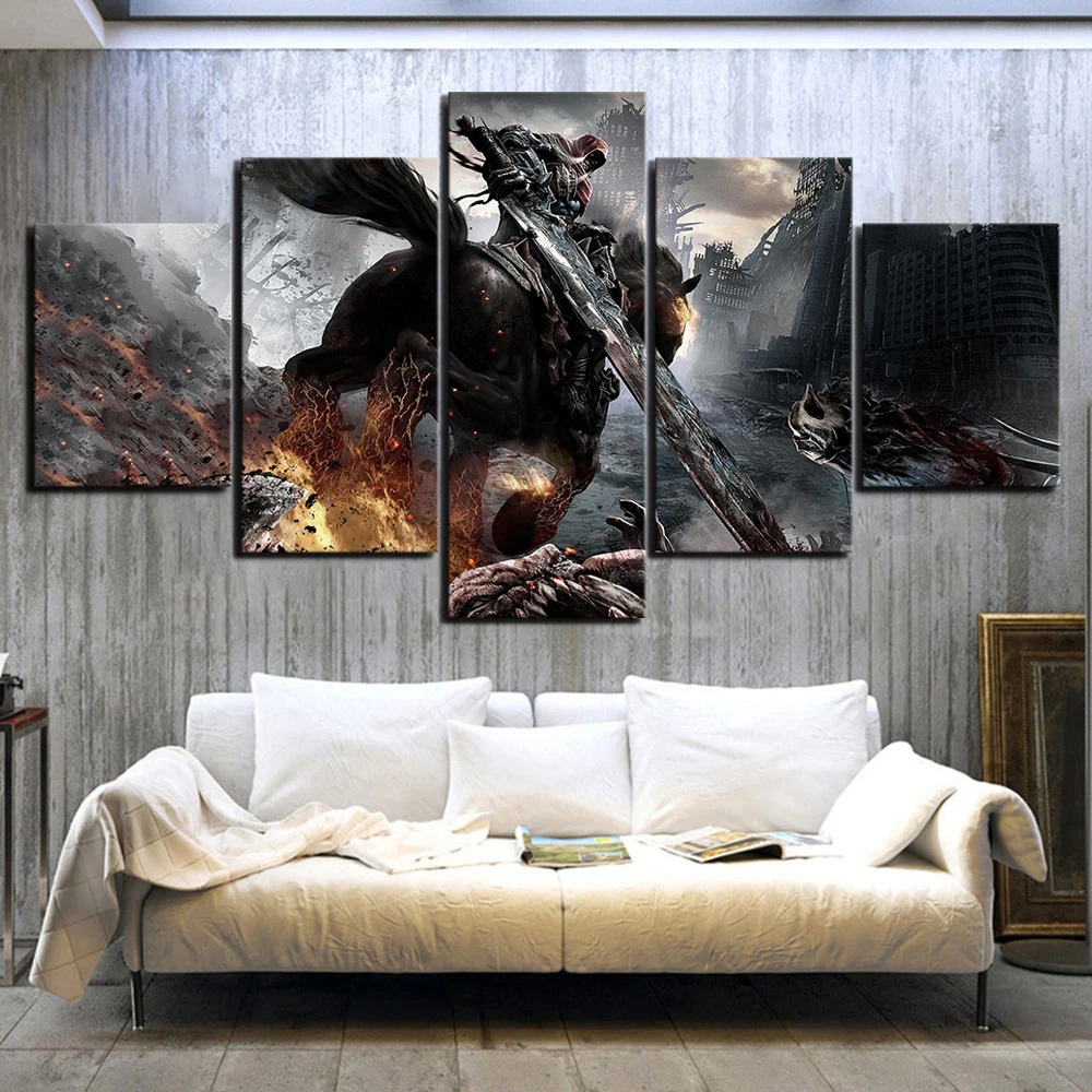 Waliicorners 5 Piece HD Picture Kinght War Darksiders Game Poster Paintings Fantasy Wall Art Decorative Paintings for Home Decor 6 HTB1JgmiVmzqK1RjSZFpq6ykSXXal