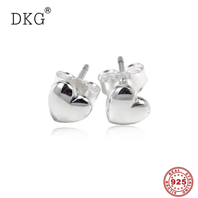 

100% New 925 Sterling Silver Simple Smooth Love Earrings Ladies Birthday Wedding Gift DIY Fine Jewelry