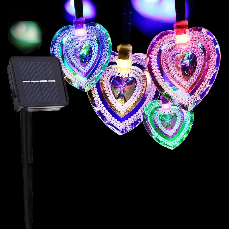 

New Arrive 20 LED Heart Shape Solar Fairy String Light Waterproof Solar Powered Outdoor Light Garden Lamp Christmas Decorations