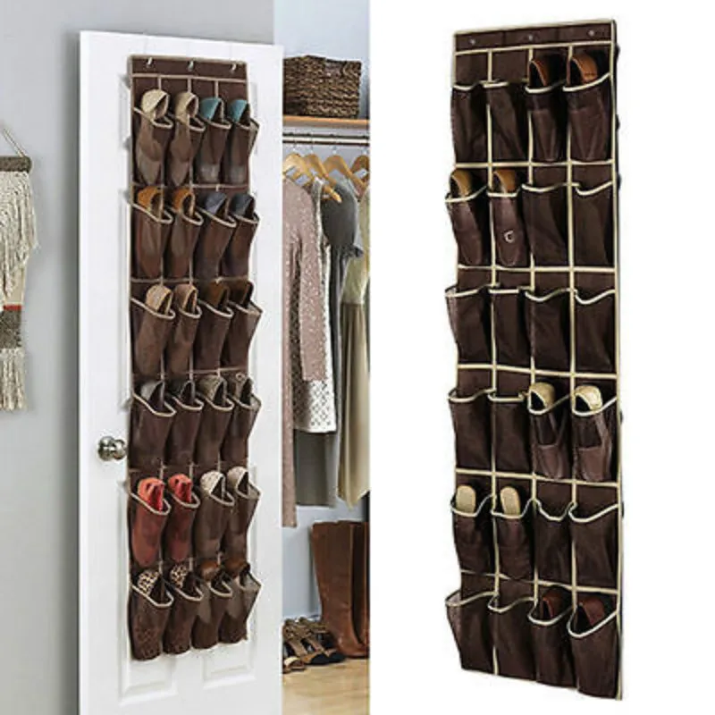 24 Pockets Clear Over Door Hanging Bag Shoe Rack Storage Space Saver Organizer