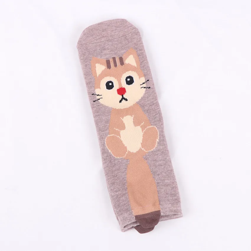 PEONFLY Autumn Fashion Women Cartoon Animal Ear Cotton Short Socks Printing Funny Cat Fox Squirrel Pattern Female Socks Hosiery