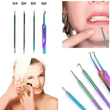 Для женщин 4 шт./1 комплект Нержавеющая сталь угорь Пятна Прыщ Extractor Remover Acne Вышивка Крестом Иглы 5m0126