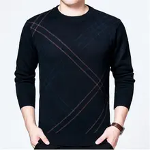 Брендовый качественный шерстяной вязаный мужской свитер зимний теплый мужской пуловер с круглым вырезом и длинным рукавом Повседневная тонкая мужская одежда