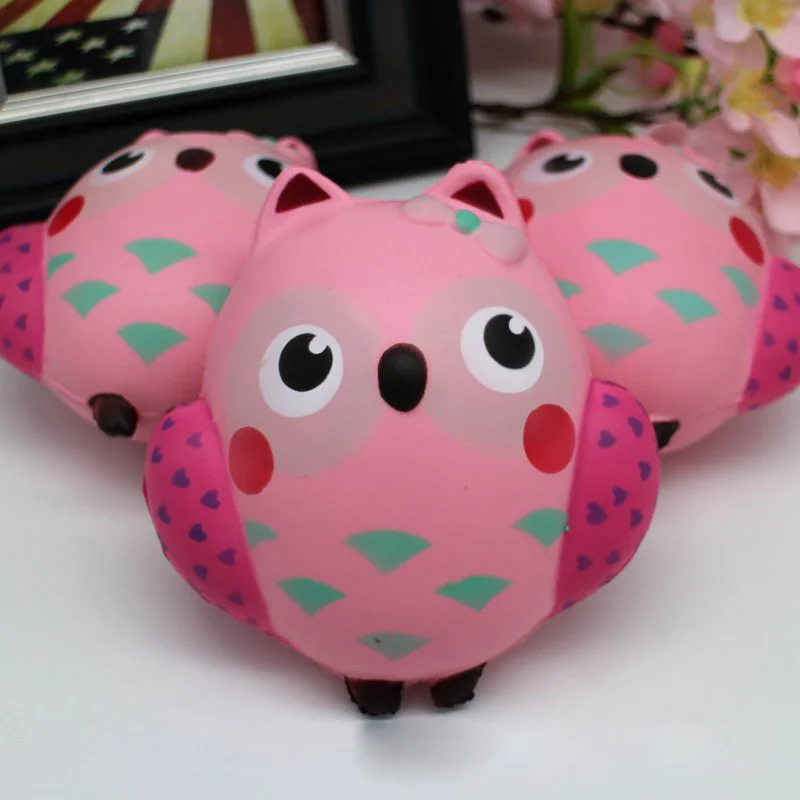 بومة squishies kawaii اسفنجي بطء ارتفاع الناعمة الضغط الافراج الضغط محشوة الاطفال اللعب الهاتف المحمول الأشرطة مضحك هدية