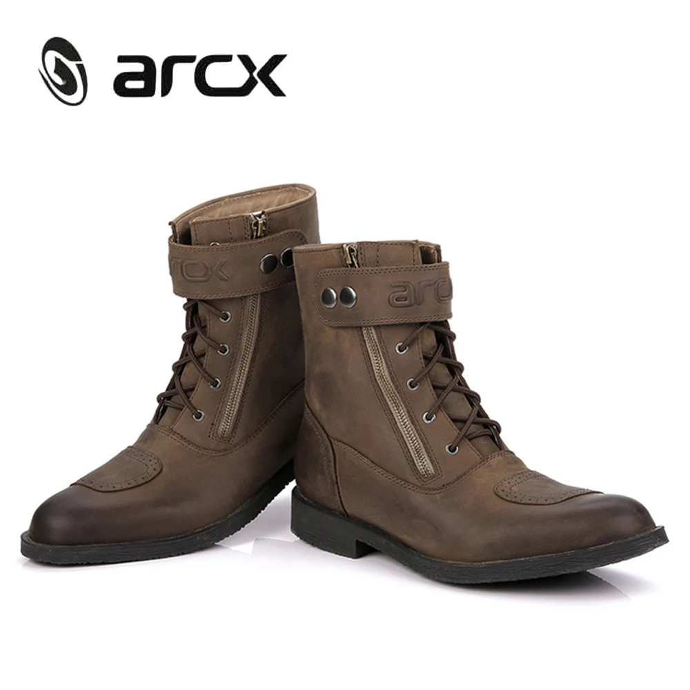 ARCX/мотоциклетные ботинки из коровьей кожи; мужские ботильоны для верховой езды; Уличная обувь в байкерском стиле; Винтажная обувь в байкерском стиле