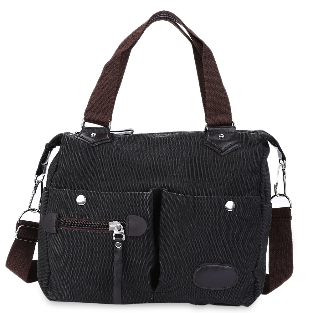 Women Vintage Style Cotton Canvas Crossbody Bag Leather Large Capacity