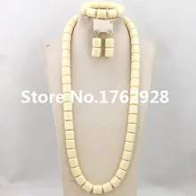 Очаровательный молочно-белый Модный комплект в африканском стиле Бусины комплект ювелирных изделий, свадебные украшения нигерийской свадьбы