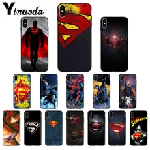 Yinuoda DC hero Супермен Силиконовый мягкий ТПУ Черный чехол для телефона для iPhone X XS MAX 6 6s 7 7plus 8 8Plus 5 5S SE XR