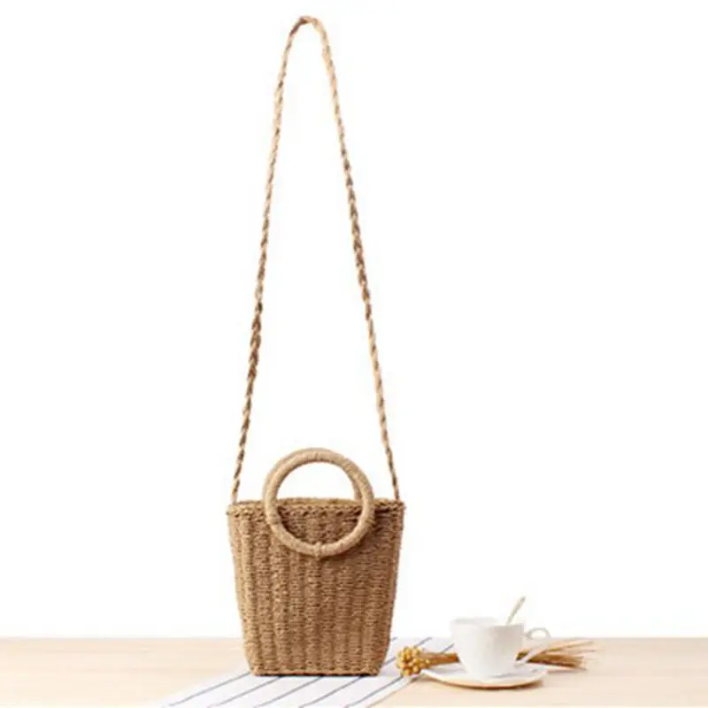  British style new handkerchief slung dual-use woven bag holiday beach straw bag retro fashion women