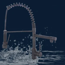 Роскошный весенний носик на бортике кухонный кран масло втирают Бронзовый кухонный смеситель с одной ручкой отверстие смеситель горячей и холодной кран