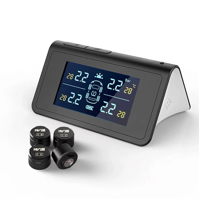 

Car tire pressure temperature and pressure monitoring alarm internal/external solar energy color screen VT931 wireless transmiss