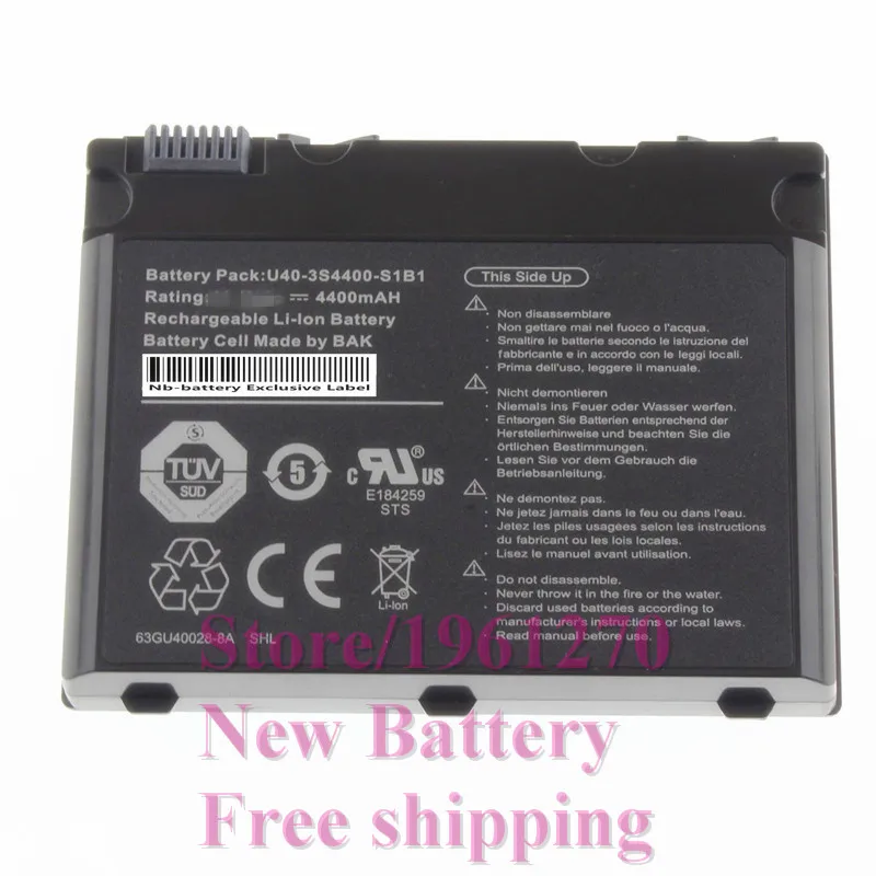 Batería de U40 3S4400 G1L3 de 6 celdas, 10,8 V, 4400mAh, para Uniwill ...