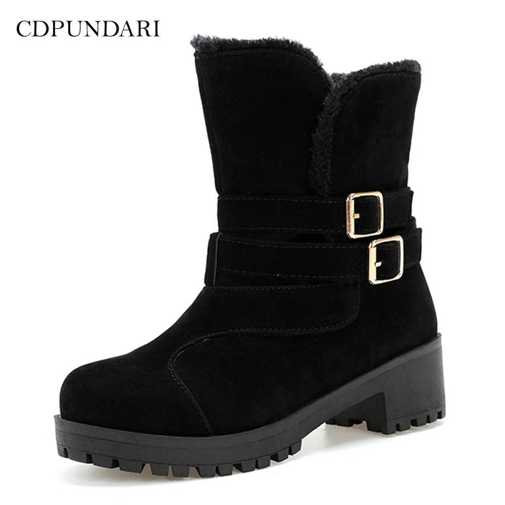 

CDPUNDARI Flock Plush Snow Boots women Ankle boots Ladies Platform Winter boots shoes woman