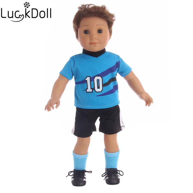 

Luckydoll blue football suit suitable fit 18inch logan doll accessories Christmas gift for selection (only sell clothes)
