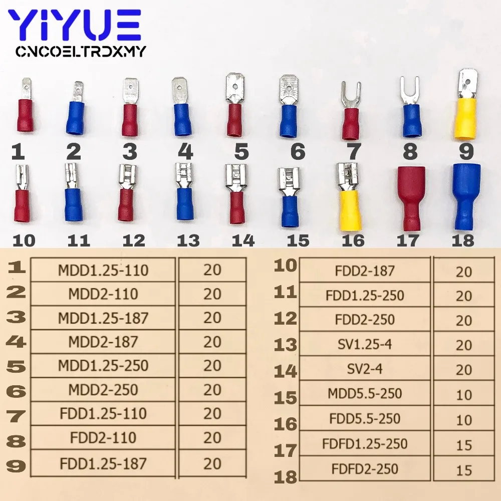 330pcs Assorted Full Insulated Fork U-type Set Terminals  (12)